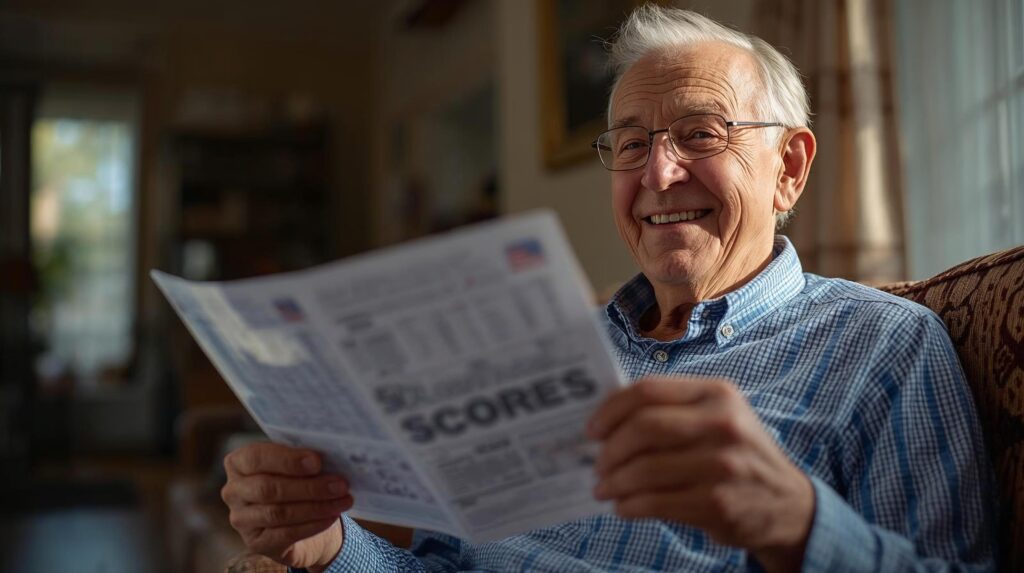 Grandfather receiving daily sports scores via AI automation project”