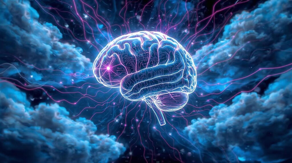 “Conceptual AI brain illustration symbolizing predictive and adaptive AI cloud scaling at PromptXL.”